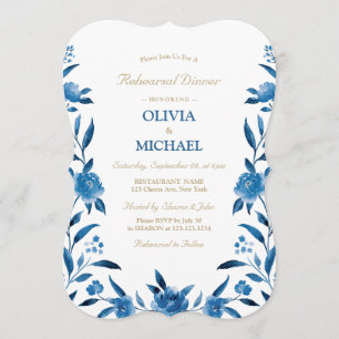 Invitation Élégant dîner de répétition Chinoiserie floral ble