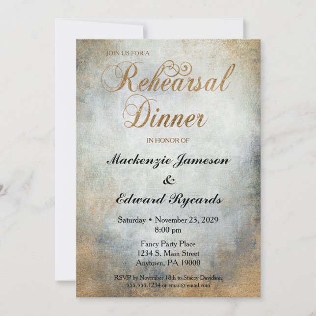 Invitation Élégant Dîner de répétition en cuivre peint Invita (Devant)