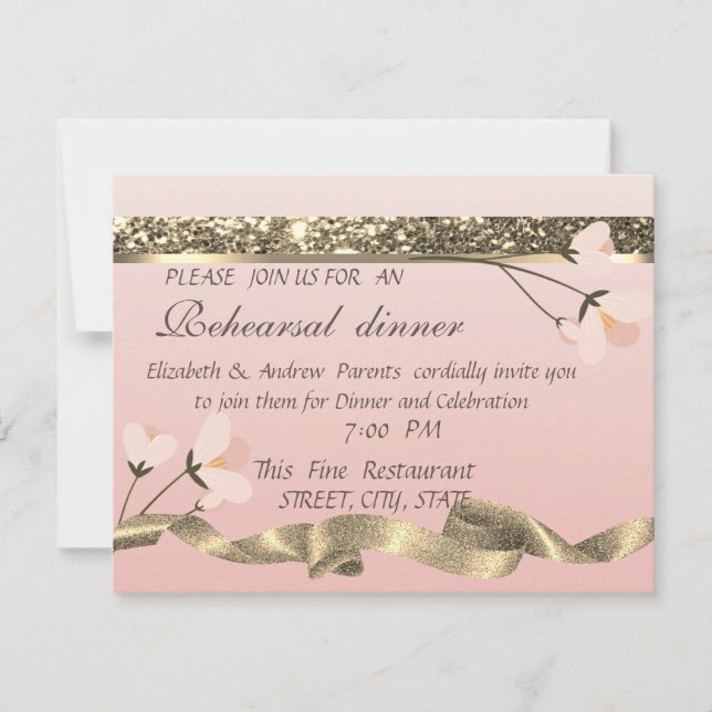 Invitation Élégant Dîner De Répétition Florale Élégant (Devant)
