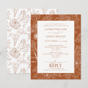 Invitation Élégant dîner de répétition Mariage Burnt Orange