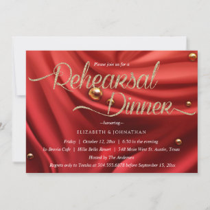 Invitation Élégant Dîner de répétition minimal en soie rouge