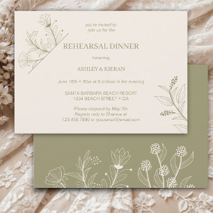Invitation Élégant dîner de répétition vert de mousse de fleu