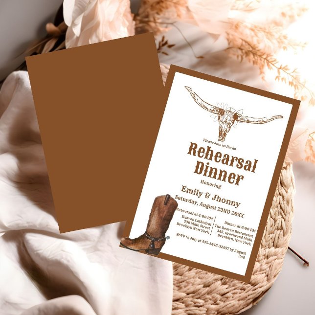 Invitation Élégant Dîner de répétition Western Cowboy (Créateur téléchargé)
