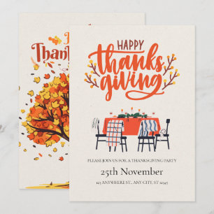 Invitation Élégant Dîner Moderne Table Thanksgiving