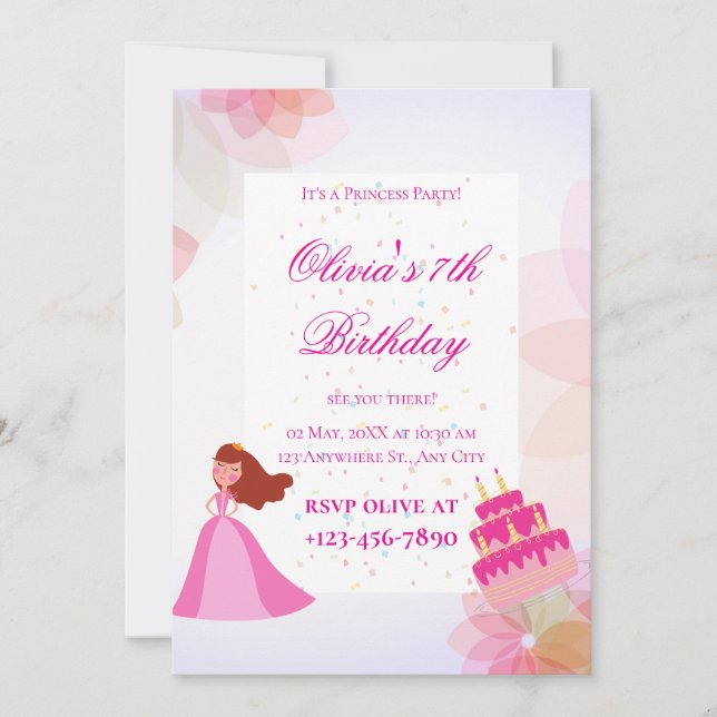 Invitation Elegant Disney princess birthday (Devant)