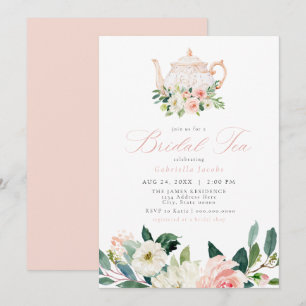 Invitation Elégant & Doux Blush Rose Floral Thé nuptial