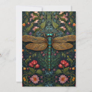 Invitation Élégant dragonfly botanique bohème vintage