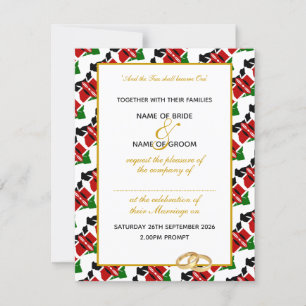 Invitation Élégant DRAPEAU KENYA avec MARIAGE de script d'or