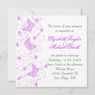 Invitation Elegant Dream Purple Butterfly Wedding Invite