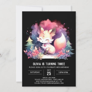Invitation Elégant Dreamy Fox Anniversaire numérique