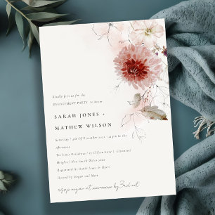 Invitation Elégant Dusky Fall Marsala Blush Floral Fiançaille