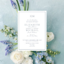 Élégant Dusty Blue Classic Script Monogram Mariage