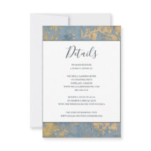 Elegant Dusty Blue et Gold Mariage Détails Card