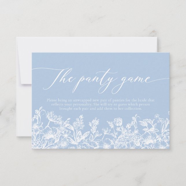 Invitation Elégant Dusty Blue Fleur sauvage The Panty Game (Devant)