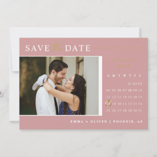 Invitation Elégant Dusty Pink Gold Enregistrer le calendrier 