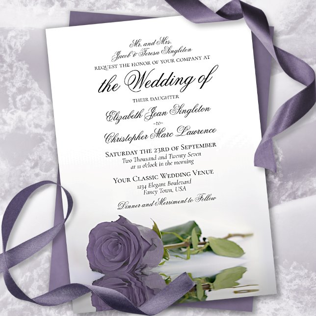 Invitation Élégant Dusty Purple Lavender Rose Mariage officie (Créateur téléchargé)