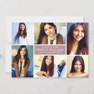 Invitation Elegant Dusty Rose Graduation Party Photo Collage