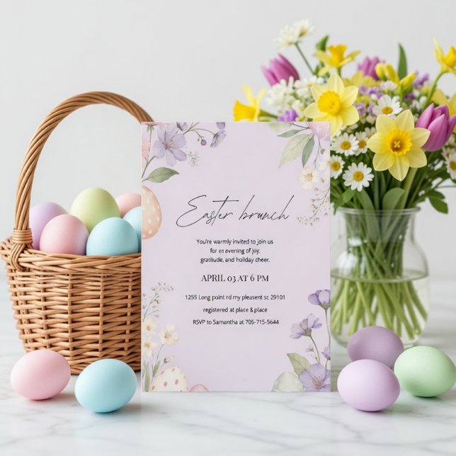 Invitation Elegant Easter Brunch | Pastel Floral Spring (Créateur téléchargé)