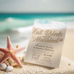 Invitation Elegant EAT Drink Be Marié Summer Beach Mariage