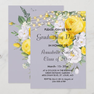 Invitation Élégant éclairage rustique Yellow Graduation Invit