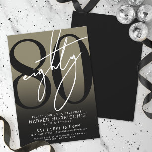 Invitation Elegant Eighty Fête d'anniversaire 80 ans Gold