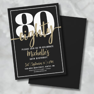 Invitation Elegant Eighty Fête d'anniversaire 80ème anniversa