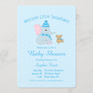 Invitation Élégant éléphant bébé et ours en peluche Baby Show
