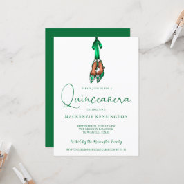 Invitation Élégant Emerald Green Lux High Heels Quinceañera