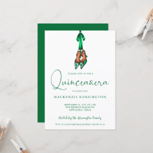 Invitation Élégant Emerald Green Lux High Heels Quinceañera