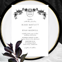 Élégant Enchanteur noir Garlands Monogram Mariage