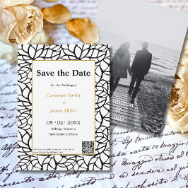 Invitation Élégant Enregistrer La Date Black Foliage Invitati