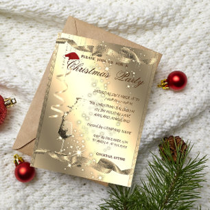 Invitation Élégant, Éperche, Verre, Fête de Noël d'entreprise