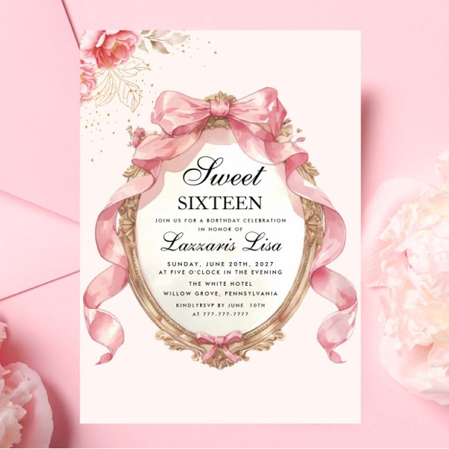 Invitation Elégant et belle fête Floral Sweet sixteen d'anniv (Créateur téléchargé)