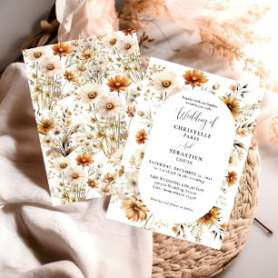 Invitation Elégant et chic Boho Fleur sauvage Mariage d'autom