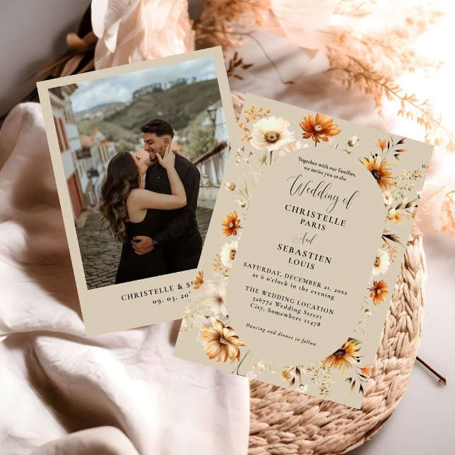 Invitation Elégant et chic Boho Fleur sauvage Mariage d'autom (Créateur téléchargé)