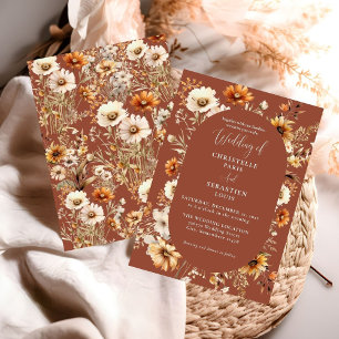 Invitation Elégant et chic Boho Fleur sauvage Mariage d'autom