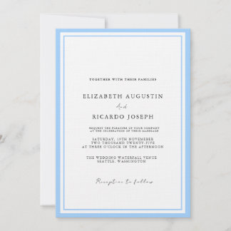Invitation Élégant et élégant Mariage bleu Script