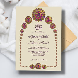 Invitation Elégant et Floral Motif géométrique Mariage islami