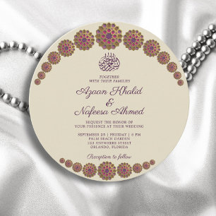 Invitation Elégant et géométrique Motif islamique Mariage ron