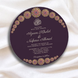 Invitation Elégant et géométrique Motif islamique Mariage ron