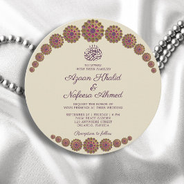 Invitation Elégant et géométrique Motif islamique Mariage ron