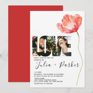 Invitation Élégant et moderne Poppy Red Mariage Love