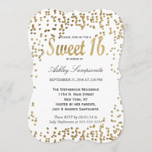 Invitation Elégant et simple Faux Gold Confetti