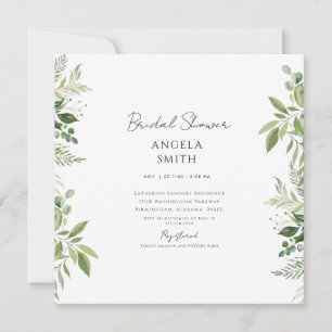 Invitation Élégant et simple feuillage Mariage blanc carré