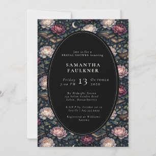 Invitation Élégant et sombre floral romantique Baby Shower de