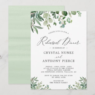 Invitation Elégant Eucalyptus Dîner de répétition Mariage Feu
