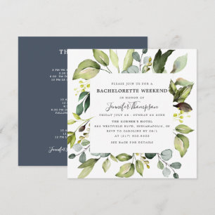 Invitation Elégant Eucalyptus Green Bachelorette Week-end