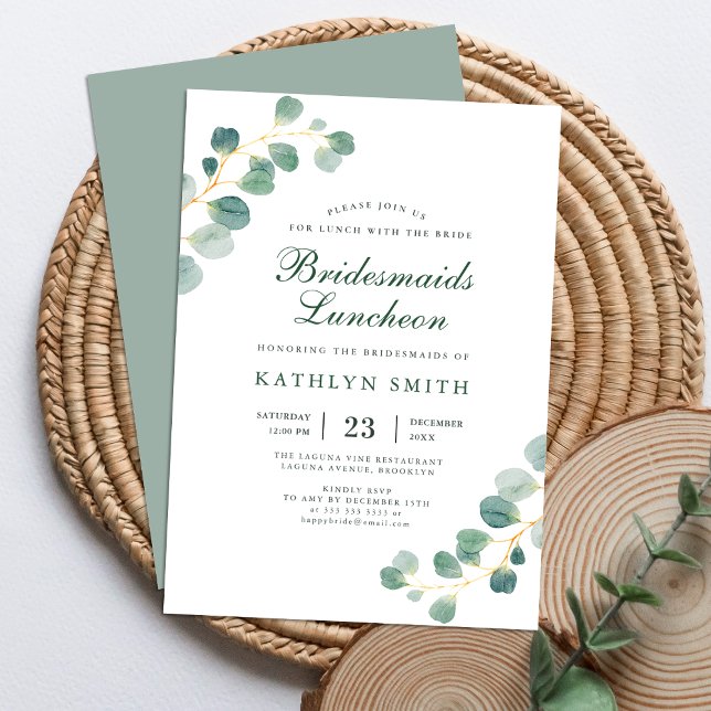 Invitation Élégant Eucalyptus Green Bridesmaids Déjeuner (Créateur téléchargé)