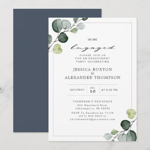 Invitation Elégant Eucalyptus Green Engagement Party