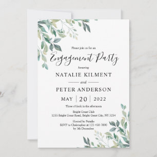 Invitation Elégant Eucalyptus Green Engagement Party